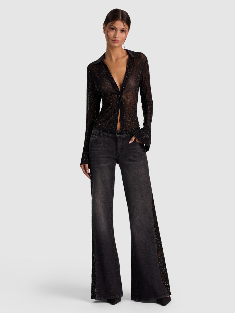 Alice + Olivia SIRENA EMBELLISHED CUTOUT JEAN